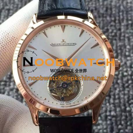 Replica Jaeger-LeCoultre Master Ultra Thin Tourbillon Rose Gold White Dial Swiss Tourbillon