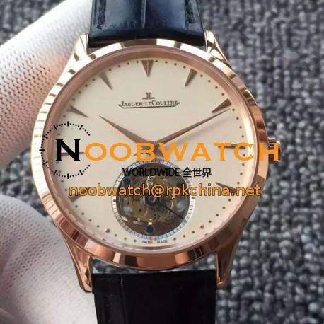 Replica Jaeger-LeCoultre Master Ultra Thin Tourbillon Rose Gold Beige Dial Swiss Tourbillon