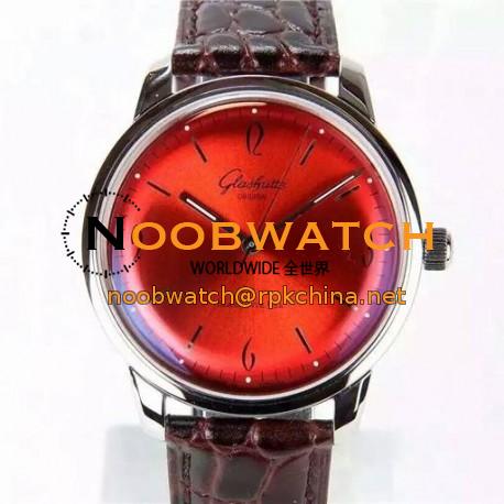 Replica Glashutte Senator Sixties Stainless Steel Red Dial Swiss Caliber 39-52