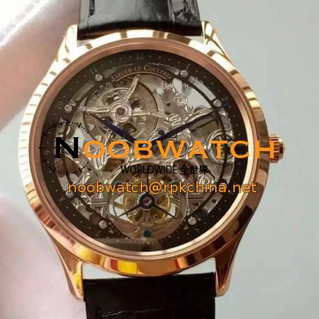 Replica Jaeger-LeCoultre Master Ultra Thin Tourbillon Rose Gold Black & Skeleton Dial Swiss Tourbillon