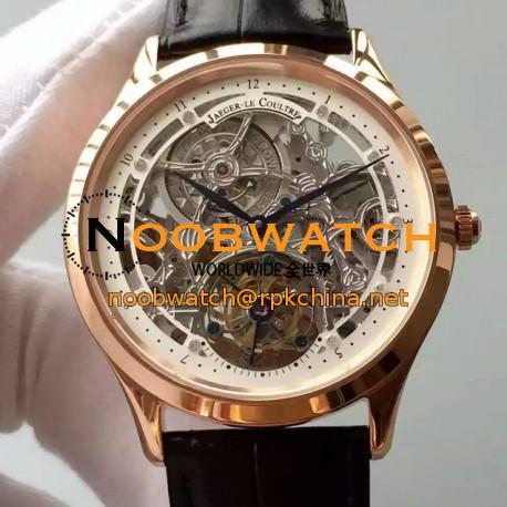 Replica Jaeger-LeCoultre Master Ultra Thin Tourbillon Rose Gold White & Skeleton Dial Swiss Tourbillon