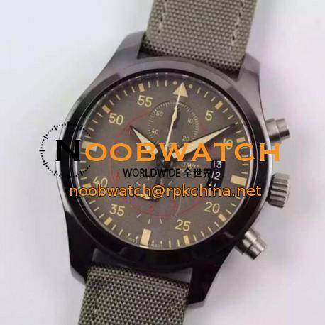 Replica IWC Pilot IWC388002 Chronograph PVD Green Dial Swiss 7750