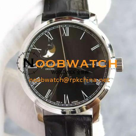 Replica Glashutte Senator Panorama Date Moon Phase Stainless Steel Black Dial Swiss 100-04