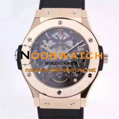 Replica Hublot Classic Fusion Prototype Rose Gold Black Skeleton Dial Swiss Skeleton