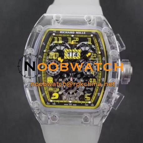 Replica Richard Mille RM011-FM Shappire Black & Yellow Skeleton Dial Swiss 7750