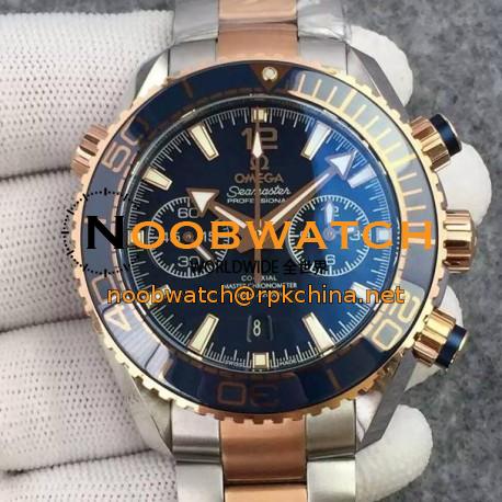 Replica Omega Seamaster Planet Ocean 600M Chronograph Stainless Steel & Rose Gold Blue Dial Swiss 9301