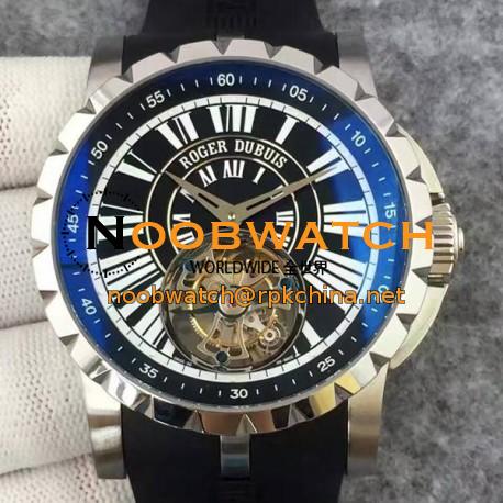 Replica Roger Dubuis Excalibur Tourbillion Stainless Steel Black Dial Swiss Tourbillon