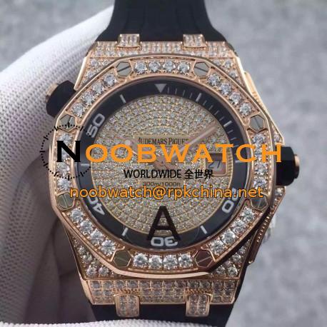 Replica Audemars Piguet Royal Oak Offshore Diver 15709 Rose Gold & Diamonds Rose Gold & Diamonds Dial Swiss 3120