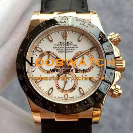 Replica Rolex Daytona Cosmograph 116515 JH Rose Gold White Dial Swiss 4130 Run 6@SEC