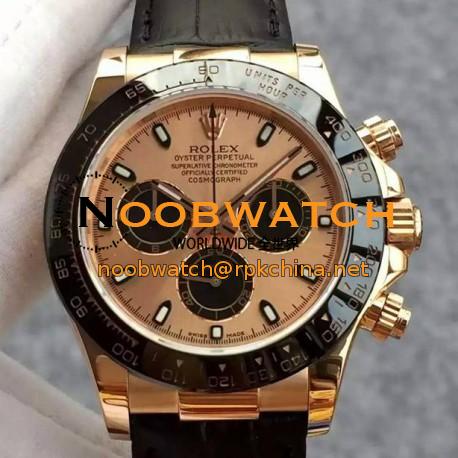 Replica Rolex Daytona Cosmograph 116515 JH Rose Gold Gold & Black Dial Swiss 4130 Run 6@SEC