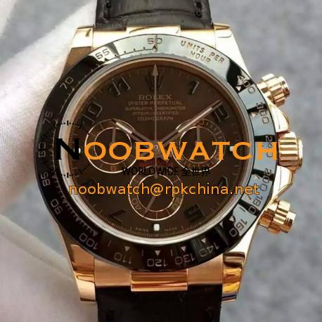 Replica Rolex Daytona Cosmograph 116515LN JH Rose Gold Brown Dial Swiss 4130 Run 6@SEC