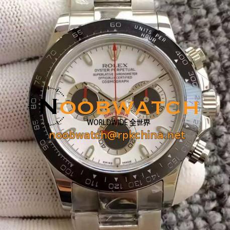 Replica Rolex Daytona Cosmograph 116500LN JH Stainless Steel White Dial & Black Subdials Swiss 4130 Run 6@SEC