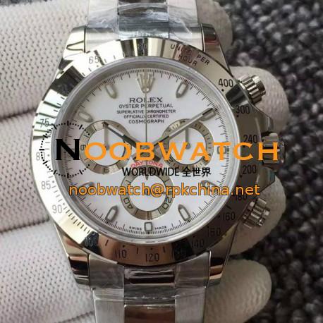 Replica Rolex Daytona Cosmograph 116520 JH Stainless Steel White Dial Swiss 4130 Run 6@SEC