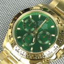 Replica Rolex Daytona Cosmograph 116528 BP Yellow Gold Green Dial Swiss 7750 Run 6@SEC