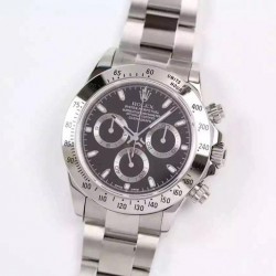 Replica Rolex Daytona Cosmograph 116520 JF Stainless Steel Black Dial Swiss 7750 Run 6@SEC