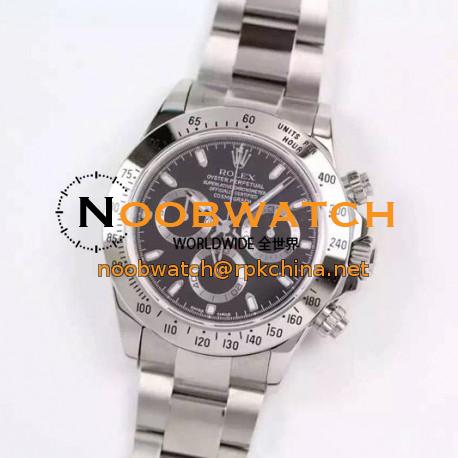 Replica Rolex Daytona Cosmograph 116520 JF Stainless Steel Black Dial Swiss 7750 Run 6@SEC