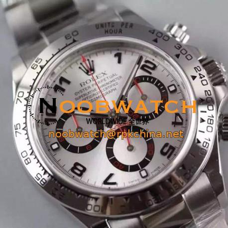 Replica Rolex Daytona Cosmograph 116509 JF Stainless Steel Silver Dial Swiss 7750 Run 6@SEC