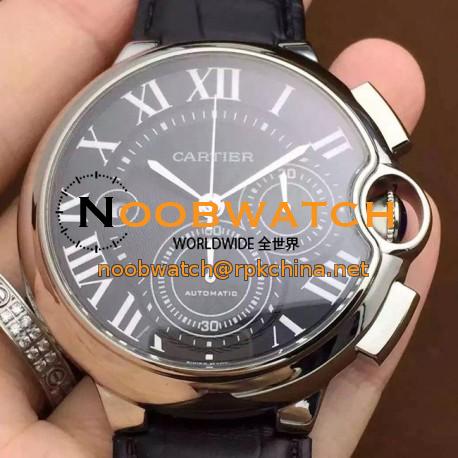 Replica Cartier Ballon Bleu Chronograph SS Black Dial Swiss 7750