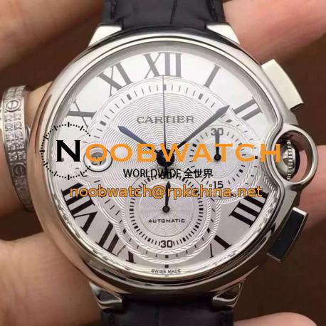 Replica Cartier Ballon Bleu Chronograph SS White Dial Swiss 7750