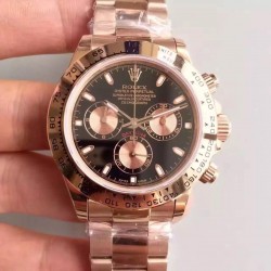 Replica Rolex Daytona Cosmograph 116505 JH Rose Gold Black Dial Swiss 4130 Run 6@SEC