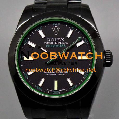 Replica Rolex Milgauss 116400GV Bamford JF PVD Black Dial Swiss 2836-2