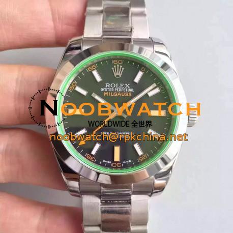 Replica Rolex Milgauss 116400GV JF Stainless Steel Black Dial Swiss 2836-2