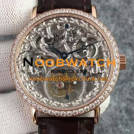 Replica Piaget Tourbillon Rose Gold & Diamonds Skeleton Dial Swiss Tourbillon