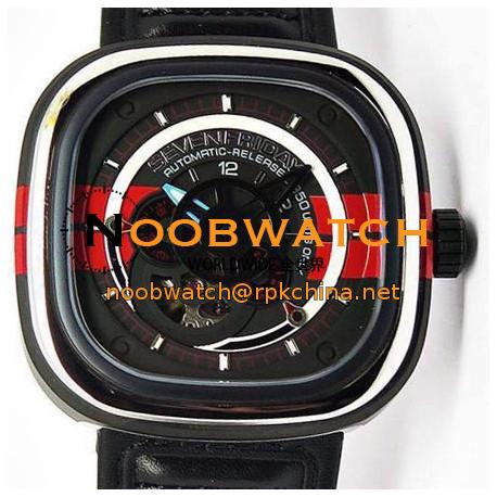 Replica Sevenfriday P3 BB PVD Black & Red Dial Miyota 82S7