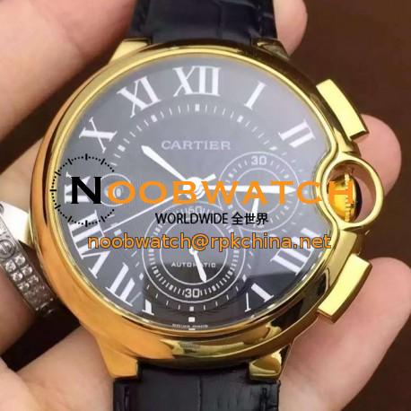 Replica Cartier Ballon Bleu Chronograph YG/LE Black Dial Swiss 7750