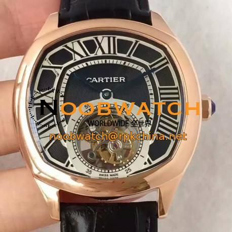 Replica Drive De Cartier Tourbillon W4100013 JF Rose Gold Black Dial Swiss Tourbillon 9452MC