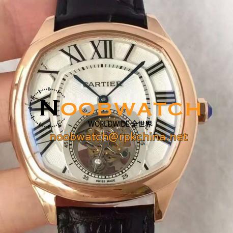 Replica Drive De Cartier Tourbillon W4100013 JF Rose Gold White Dial Swiss Tourbillon 9452MC