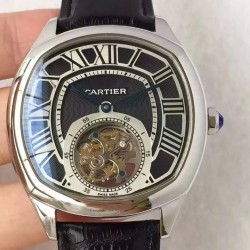 Replica Drive De Cartier Tourbillon W4100013 JF Stainless Steel Black Dial Swiss Tourbillon 9452MC