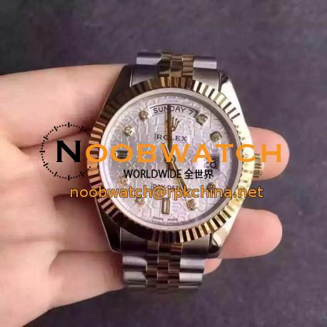 Replica Rolex Day-Date 116233 36MM V5 Stainless Steel & Yellow Gold White Rolex Dial Swiss 2836-2