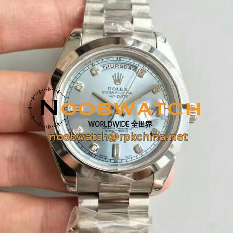 Replica Rolex Day-Date II 218206 41MM V6 Stainless Steel Blue Dial Swiss 2836-2