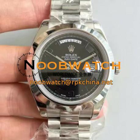 Replica Rolex Day-Date II 218206 41MM V6 Stainless Steel Black Dial Swiss 2836-2