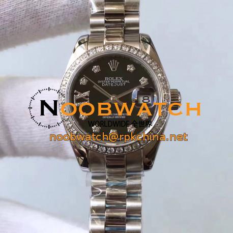 Replica Rolex Lady Datejust 28 279136RBR 28MM Stainless Steel & Diamonds Black Dial Swiss 2671