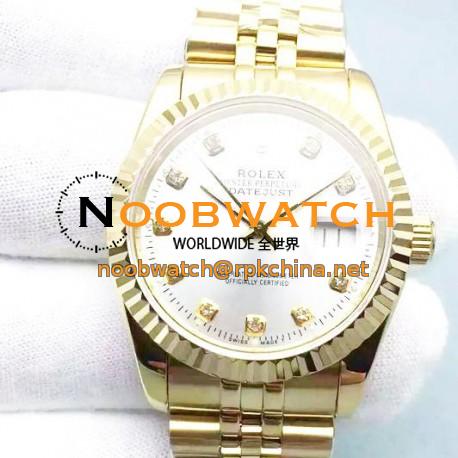 Replica Rolex Datejust 116238-0079 36MM Yellow Gold Rhodium Dial Swiss 2836-2