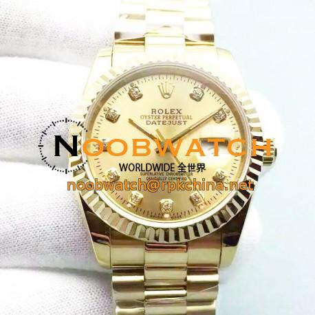 Replica Rolex Datejust 116238 36MM Yellow Gold Champagne Dial Swiss 2836-2