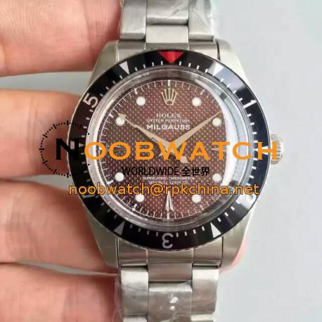 Replica Rolex Milgauss 6541 50TH Anniversary LF Stainless Steel Brown Dial Swiss 2836-2