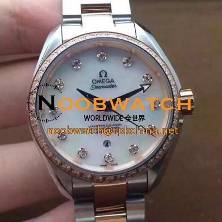 Replica Omega Aqua Terra 150M Lady 34MM Rose Gold & Stainless Steel Pearl Dial Swiss 8520