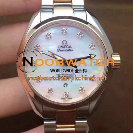 Replica Omega Aqua Terra 150M Lady 34MM Rose Gold & Stainless Steel Pearl Dial Swiss 8520