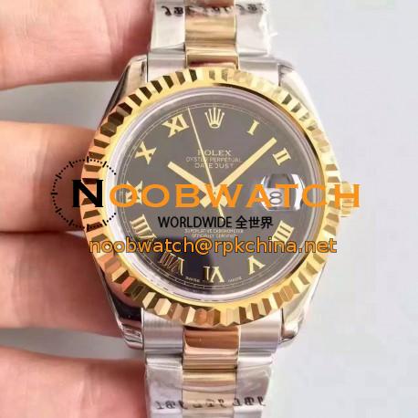 Replica Rolex Datejust 41 126333 41MM NF Stainless Steel & Yellow Gold Black & Roman Dial Swiss 2836-2