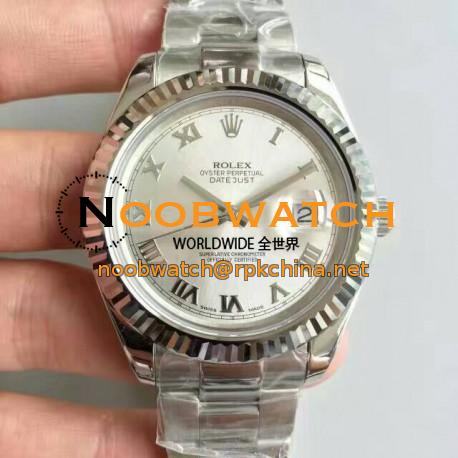 Replica Rolex Datejust II 116334 41MM NF Stainless Steel Rhodium Dial Swiss 2836-2