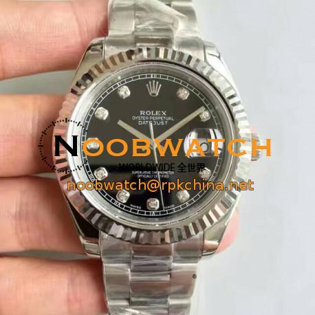 Replica Rolex Datejust II 116334 41MM NF Stainless Steel Black & Diamonds Dial Swiss 2836-2