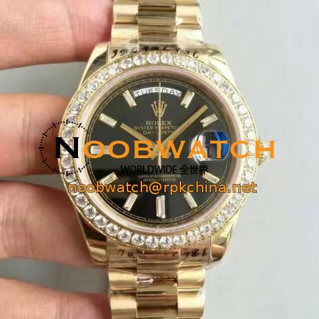 Replica Rolex Day-Date 40 228398TBR 40MM KW Yellow Gold & Diamonds Black Dial Swiss 3255