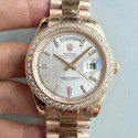 Replica Rolex Day-Date 40 228235 40MM KW Rose Gold & Diamonds Sundust Dial Swiss 3255