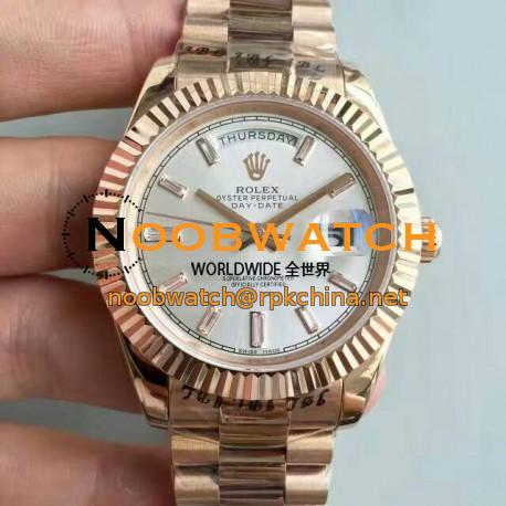 Replica Rolex Day-Date 40 228235 40MM KW Rose Gold Sundust Dial Swiss 3255