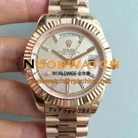 Replica Rolex Day-Date 40 228235 40MM KW Rose Gold Cream Dial Swiss 3255