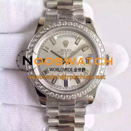 Replica Rolex Day-Date 40 228349RBR 40MM KW Stainless Steel & Diamonds Sundust Dial Swiss 3255