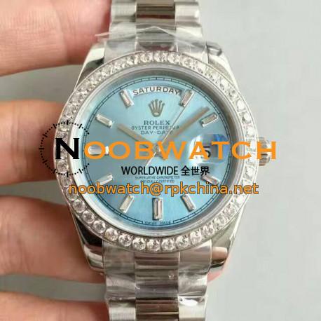 Replica Rolex Day-Date 40 228396TBR 40MM KW Stainless Steel & Diamonds Blue Dial Swiss 3255